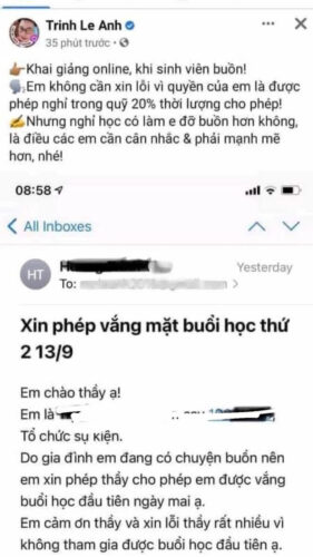 Trịnh Lê Anh đăng bài mỉa mai sinh viên